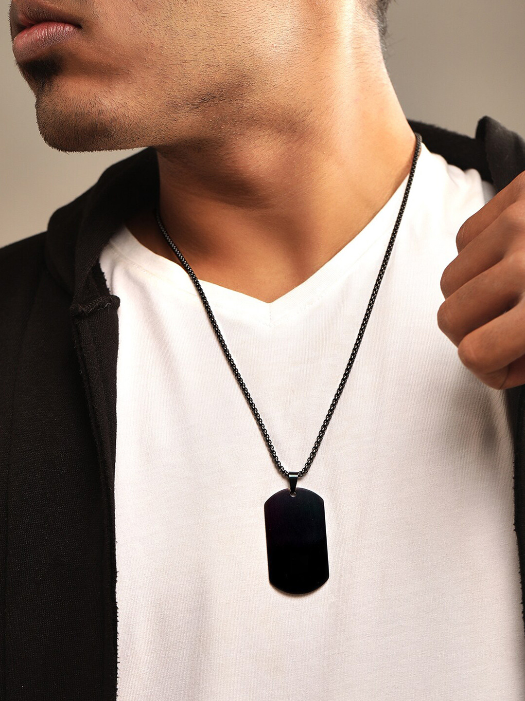 Roadster Men Name Tag Shaped Pendant With Chain