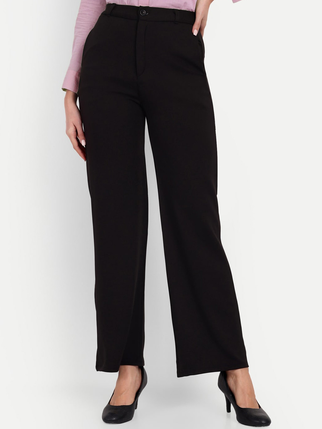 BROADSTAR Women Relaxed Loose Fit High-Rise Easy Wash Parallel Trouser
