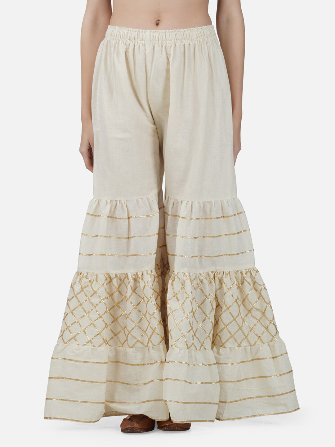 BCZ Style Women Checked Flared Cotton Ethnic Sharara