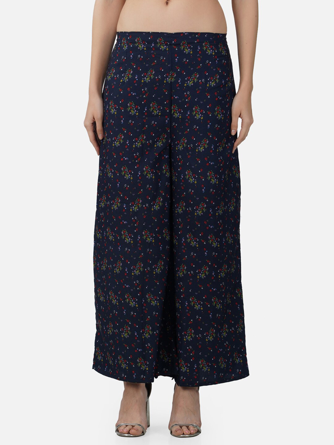 BCZ Style Women Printed Flared Crepe Palazzos