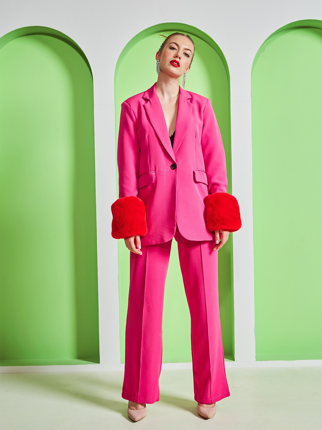 Heart Up My Sleeves Red Fur Cuffs