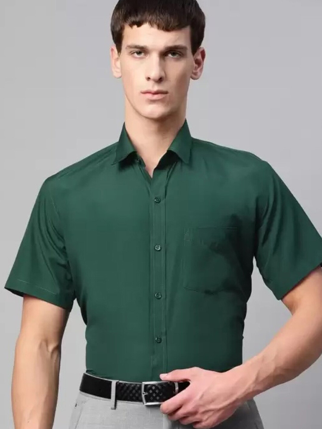 English Navy Spread Collar Slim Fit Formal Shirt