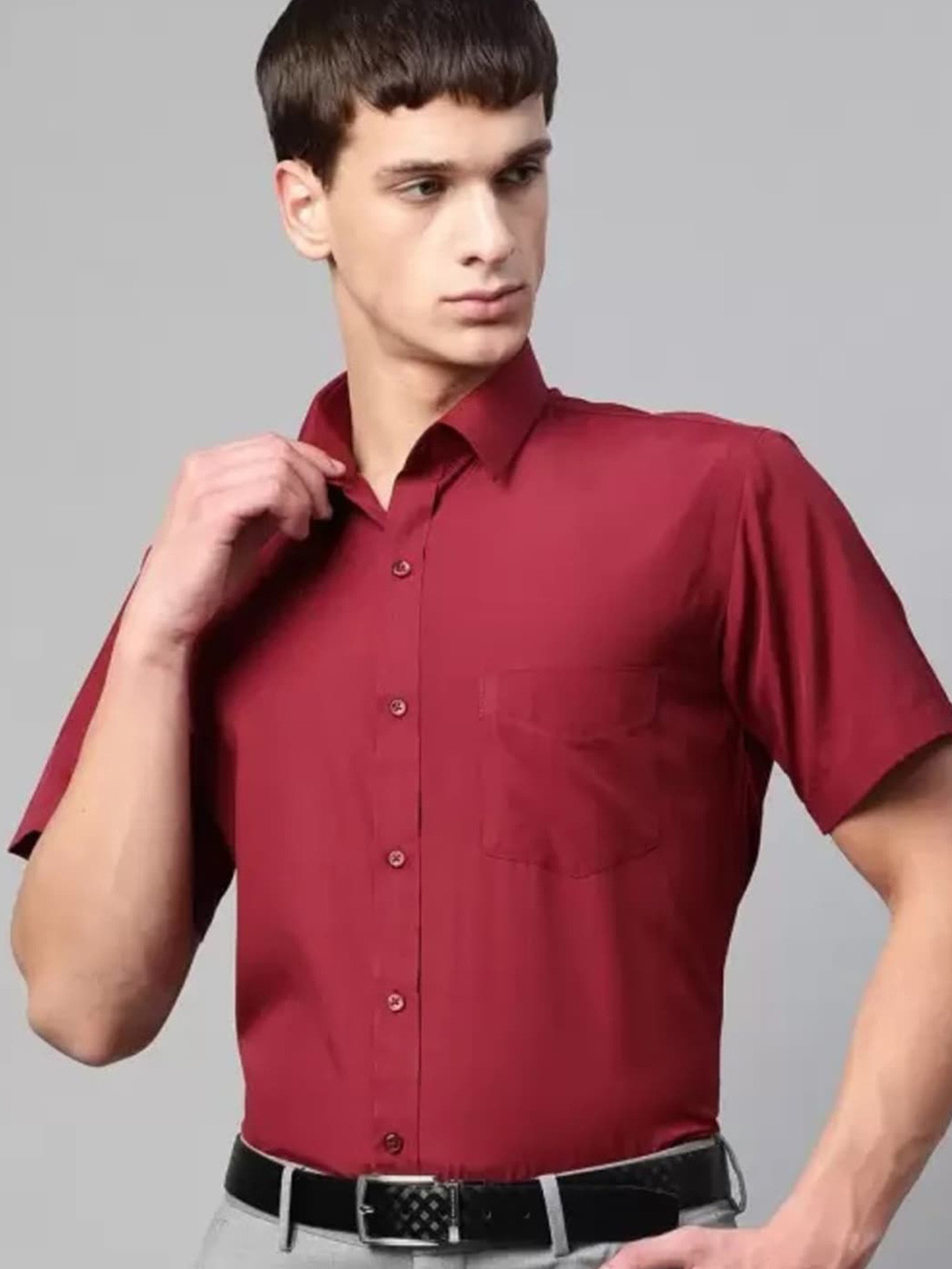 English Navy Spread Collar Slim Fit Formal Shirt