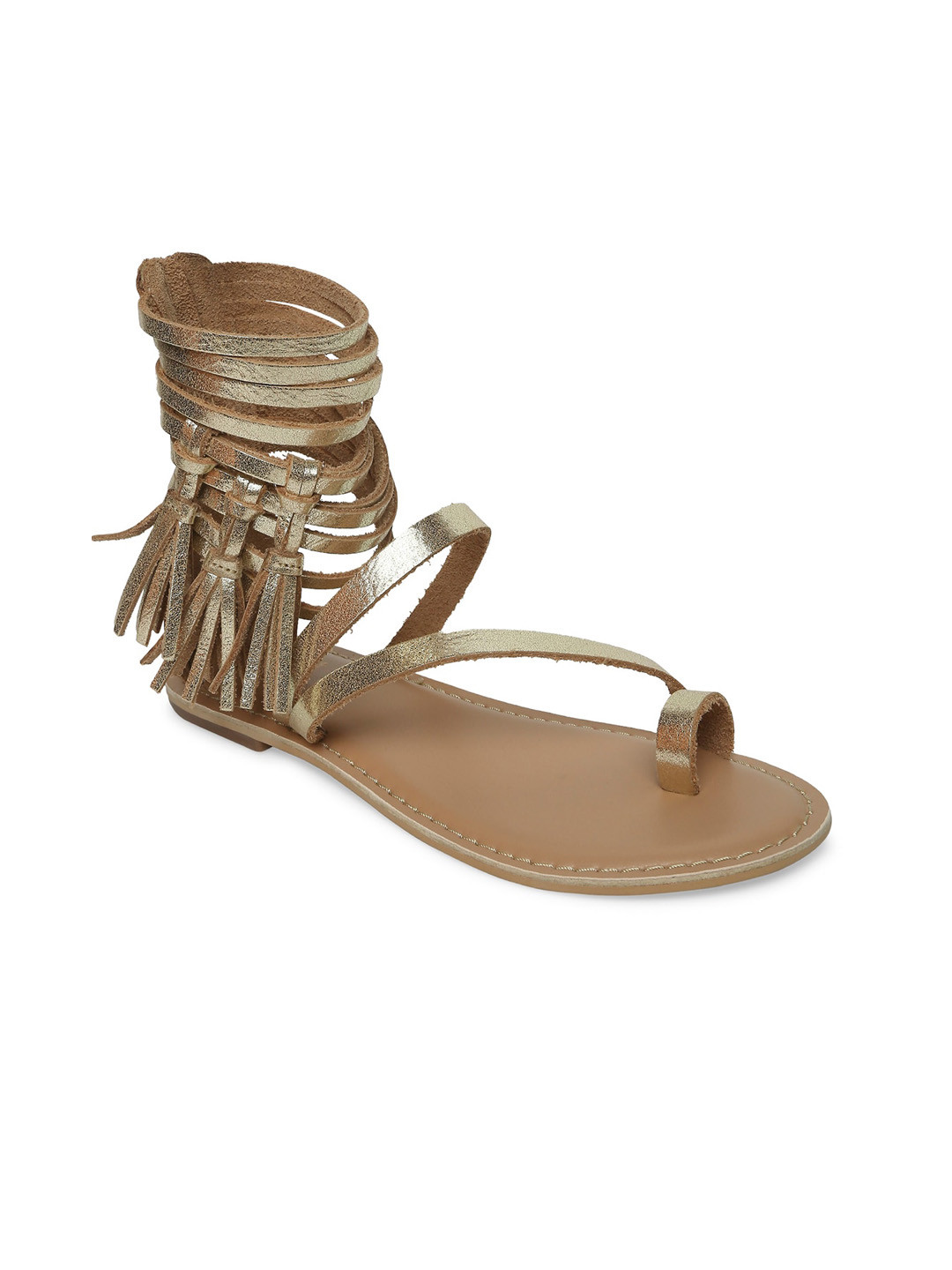 Tao Paris Women Mid Top Leather Gladiators With Tassels