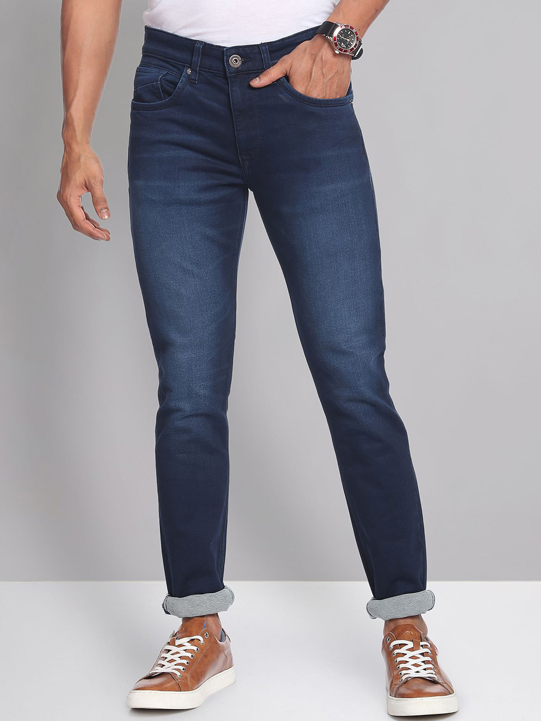 AD By Arvind Skinny Fit Light Fade Stretchable Jeans