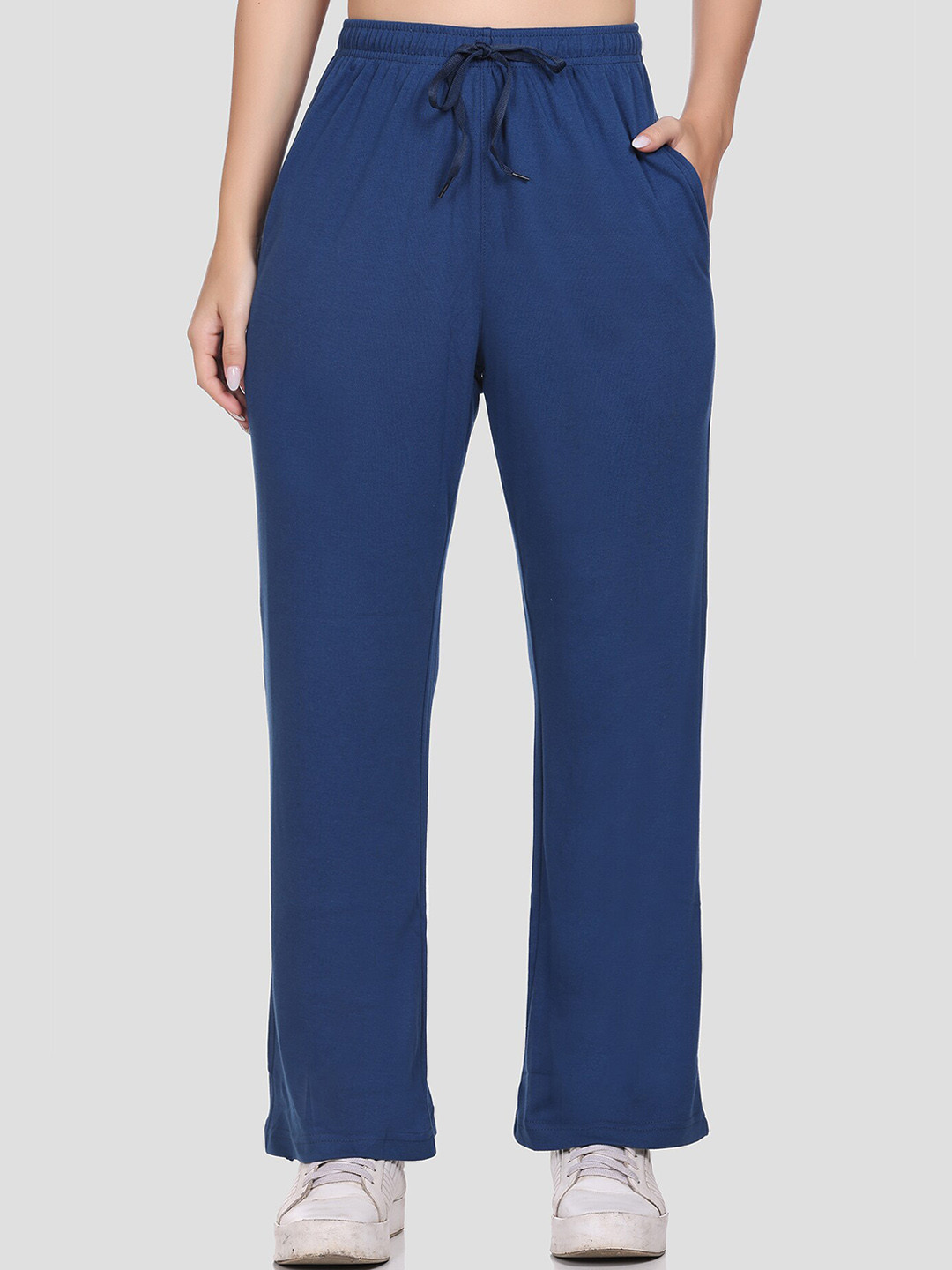 CUPID Women High-Rise Cotton Straight-Fit Track Pants