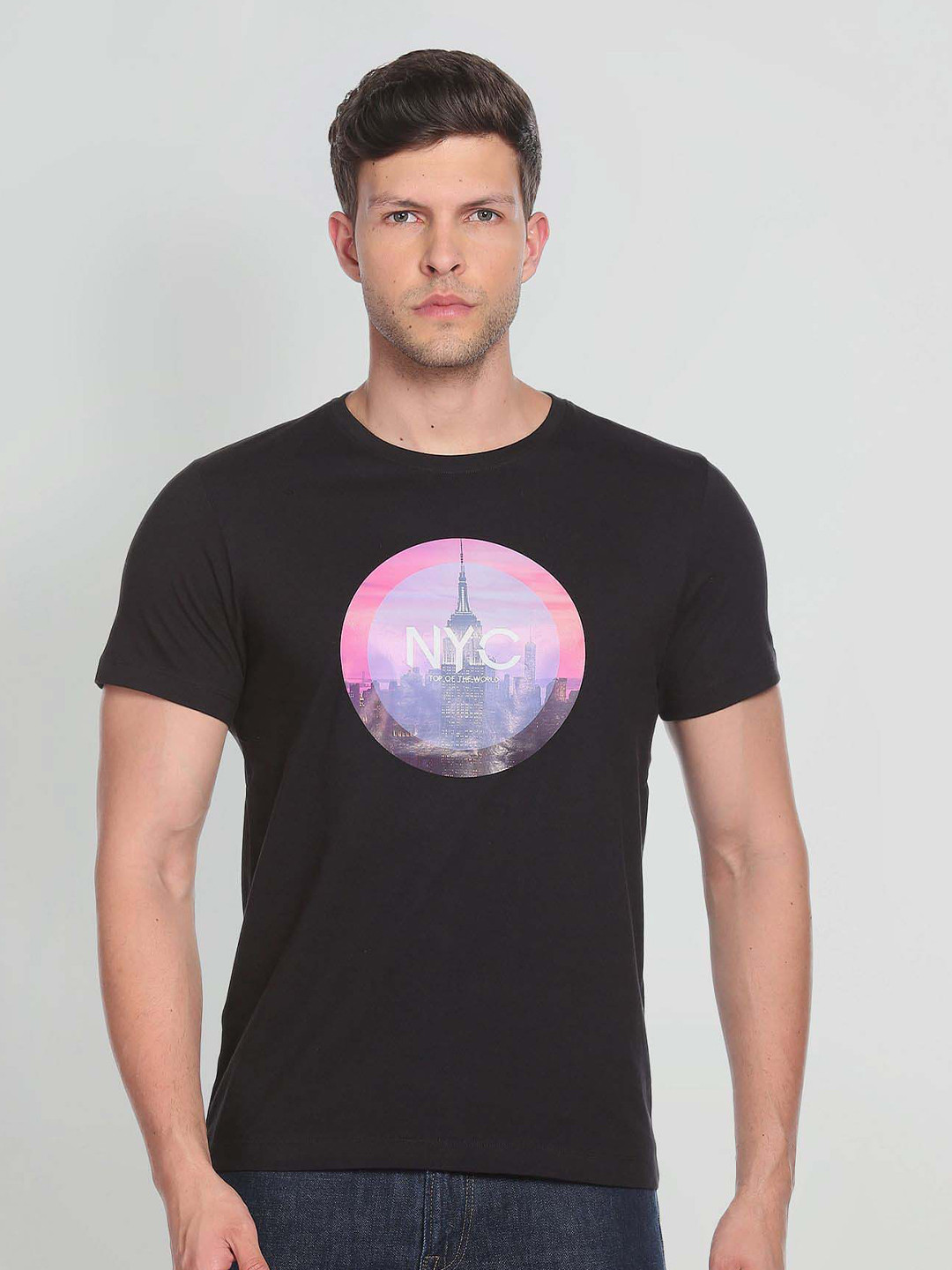 Arrow Sport People And Places Digital Print Pure Cotton T-shirt