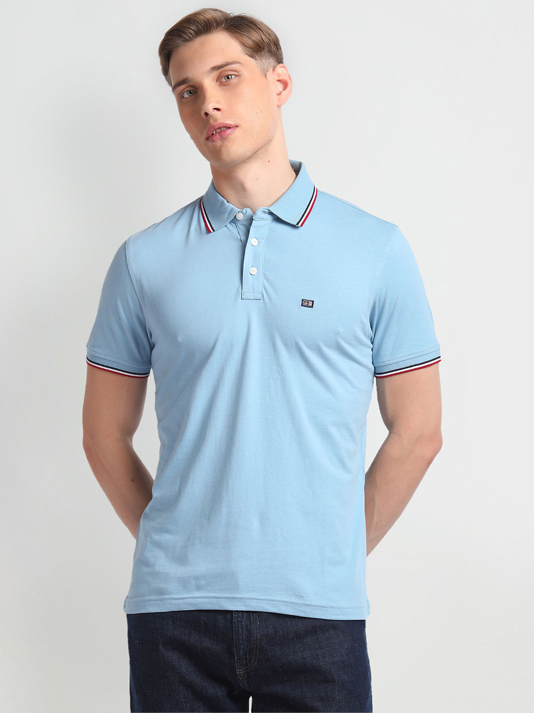 Arrow Sport Striped Collar Polo Collar Pure Cotton T-shirt