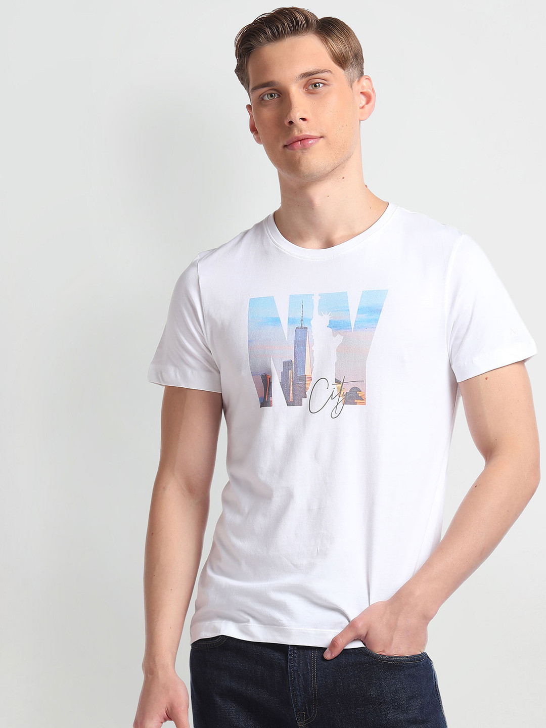 Arrow Sport Single Jersey Graphic Print Short Sleeves Pure Cotton T-shirt