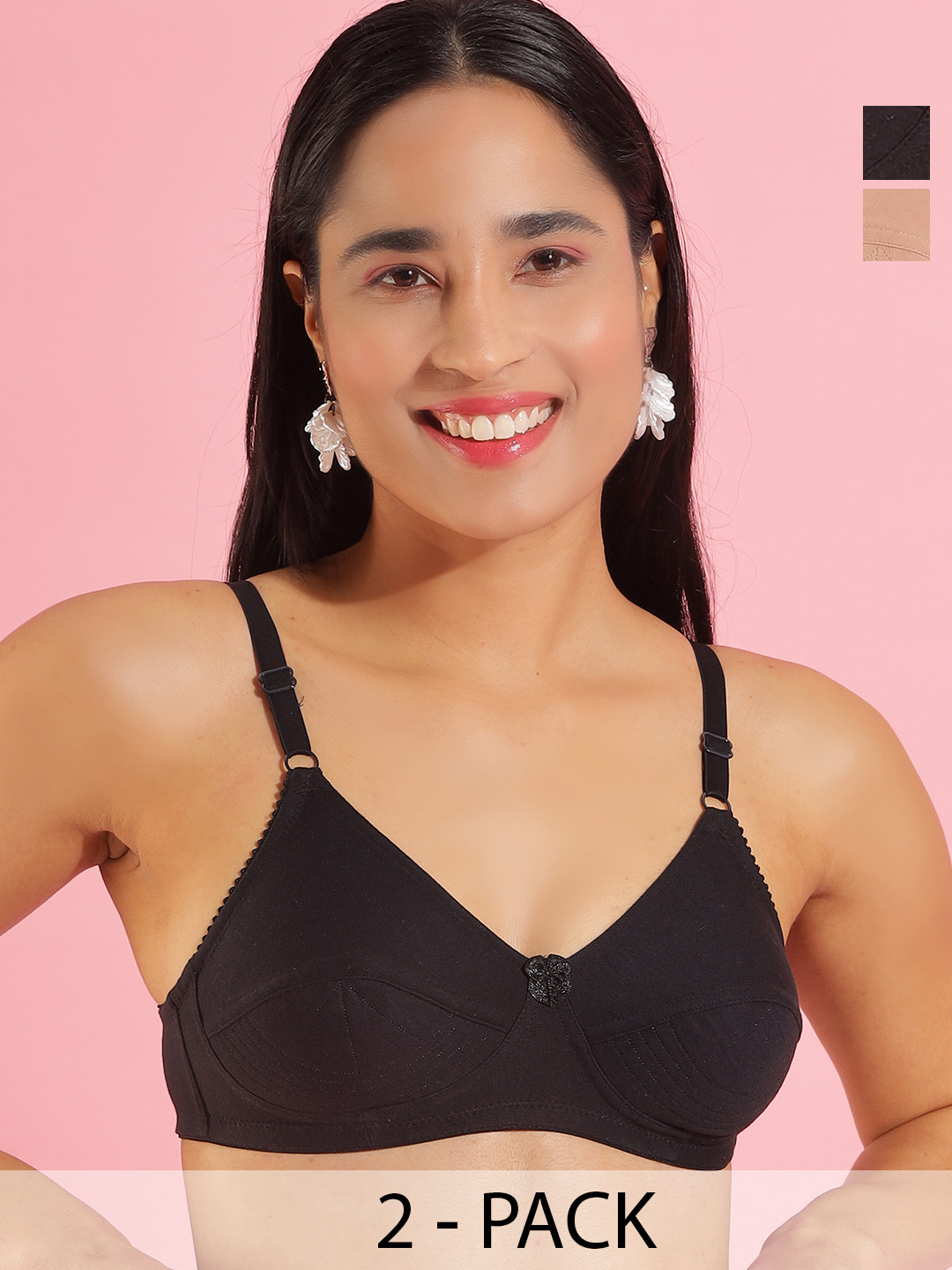 Dollar Missy Pack of 2  Cotton Wire-Free Uplift Support Bra