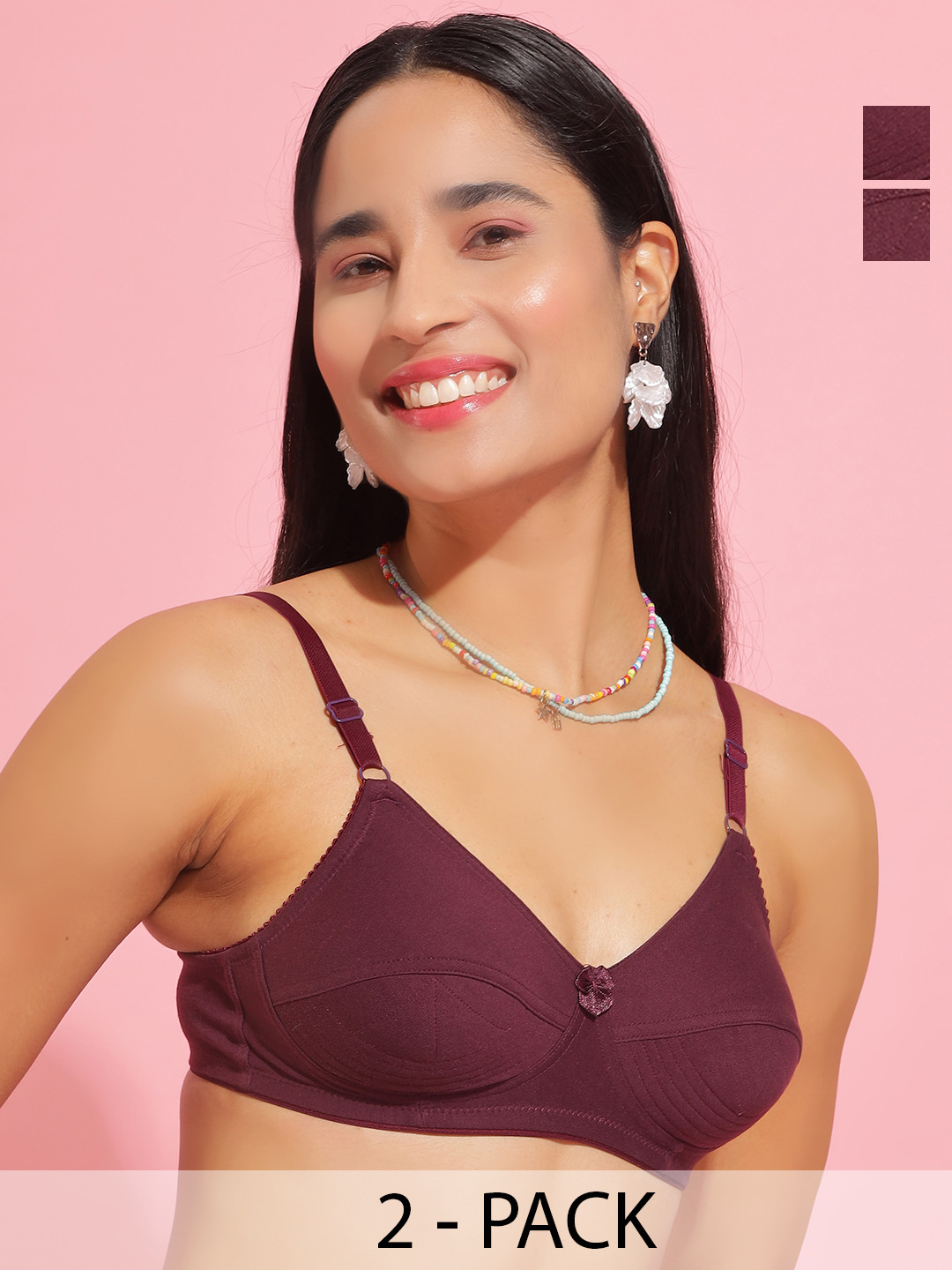 Dollar Missy Pack of 2 Cotton Wire-Free Uplift Support Bra