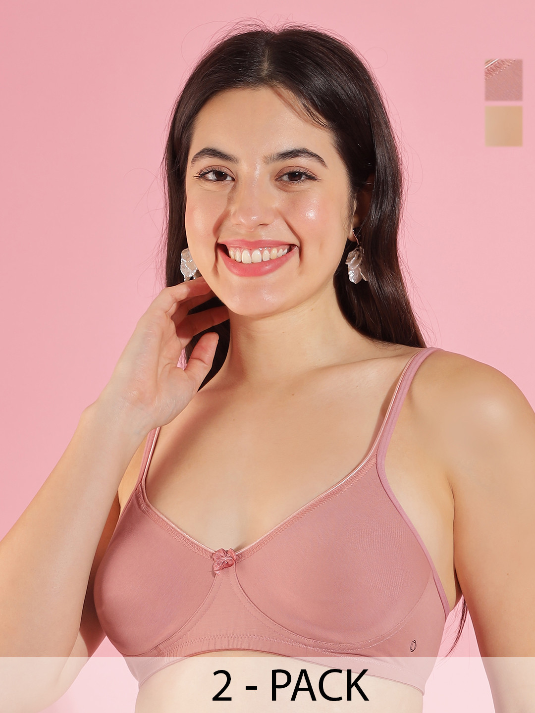 Dollar Missy Pack of 2 Wire-Free Support Bras DTS-2151-R3-SKN-ORS-PO2