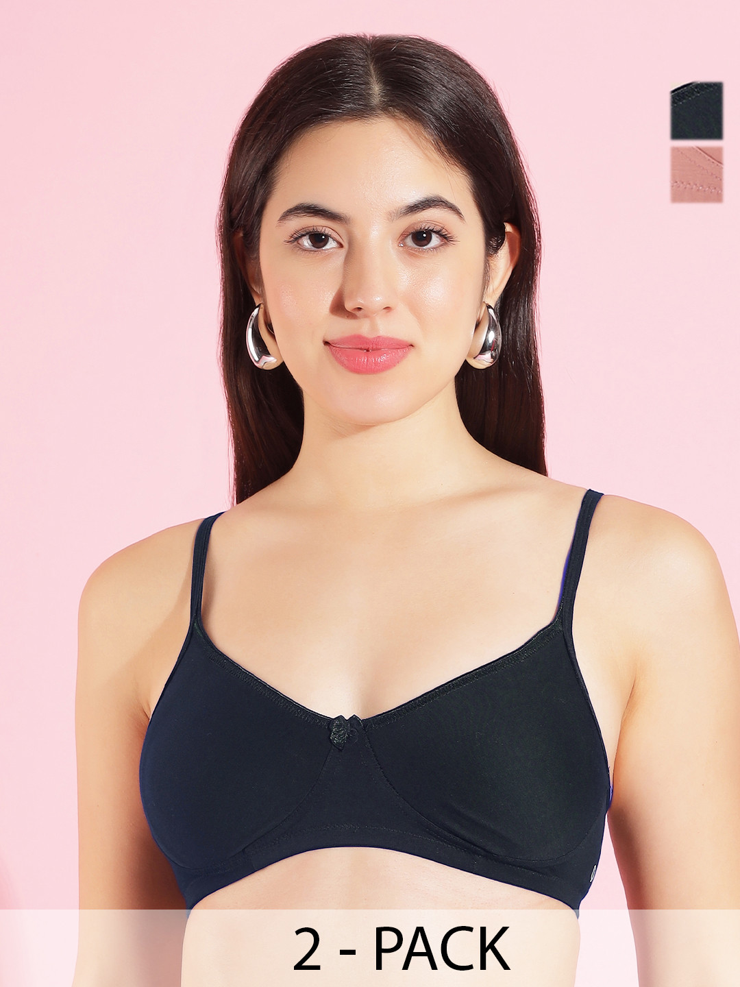 Dollar Missy Pack of 2 Wire-Free Support Bras DTS-2151-R3-ORS-NVY-PO2
