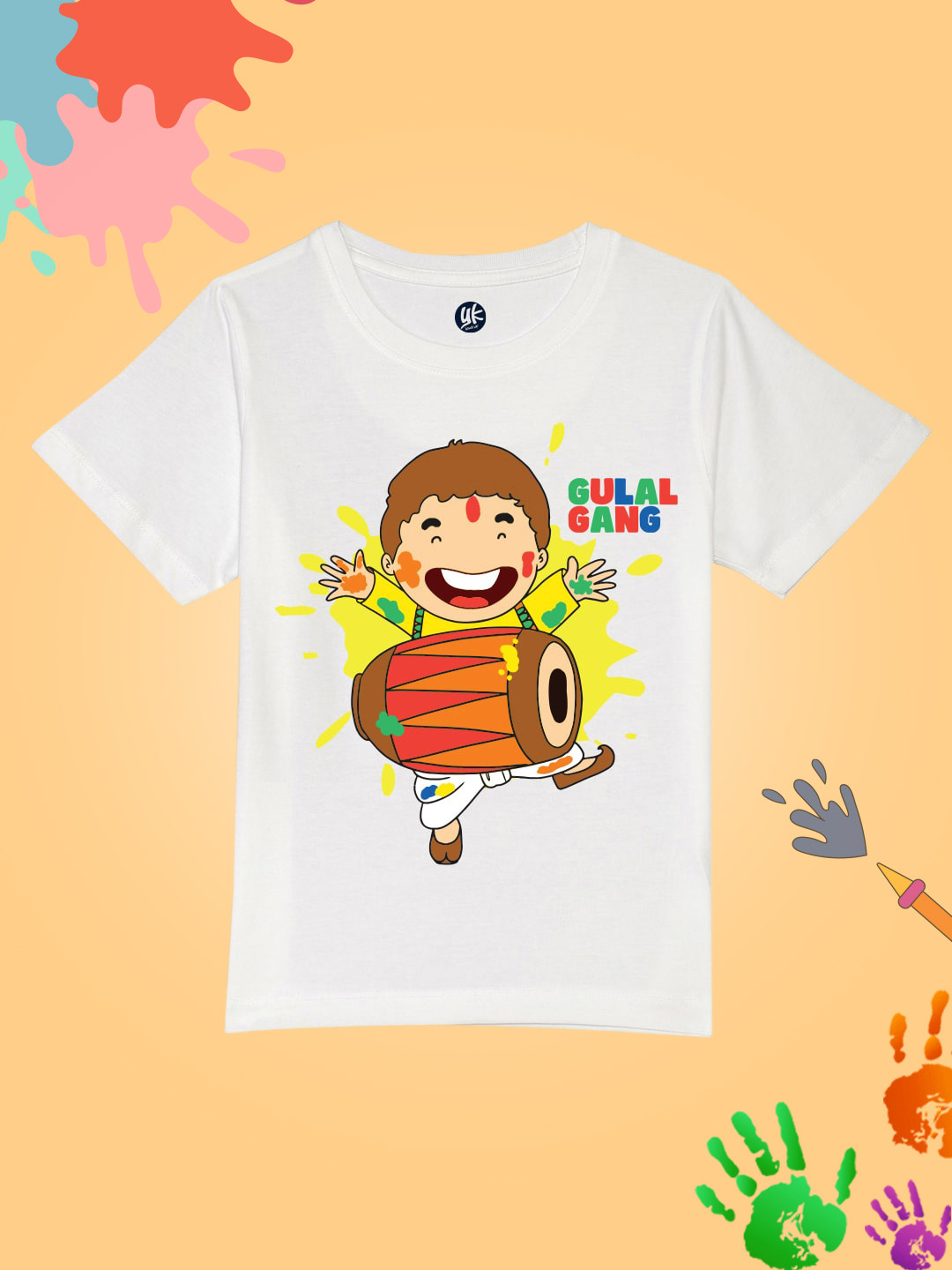 YK Boys Printed Holi Pure Cotton T-shirt