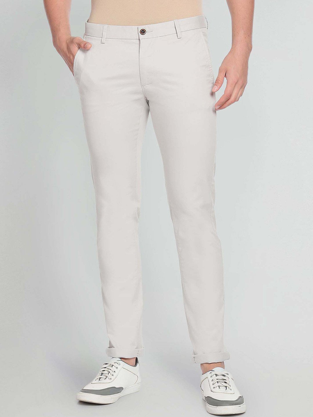 Arrow Sport Men Dobby Low Rise Cotton Slim Fit Trousers