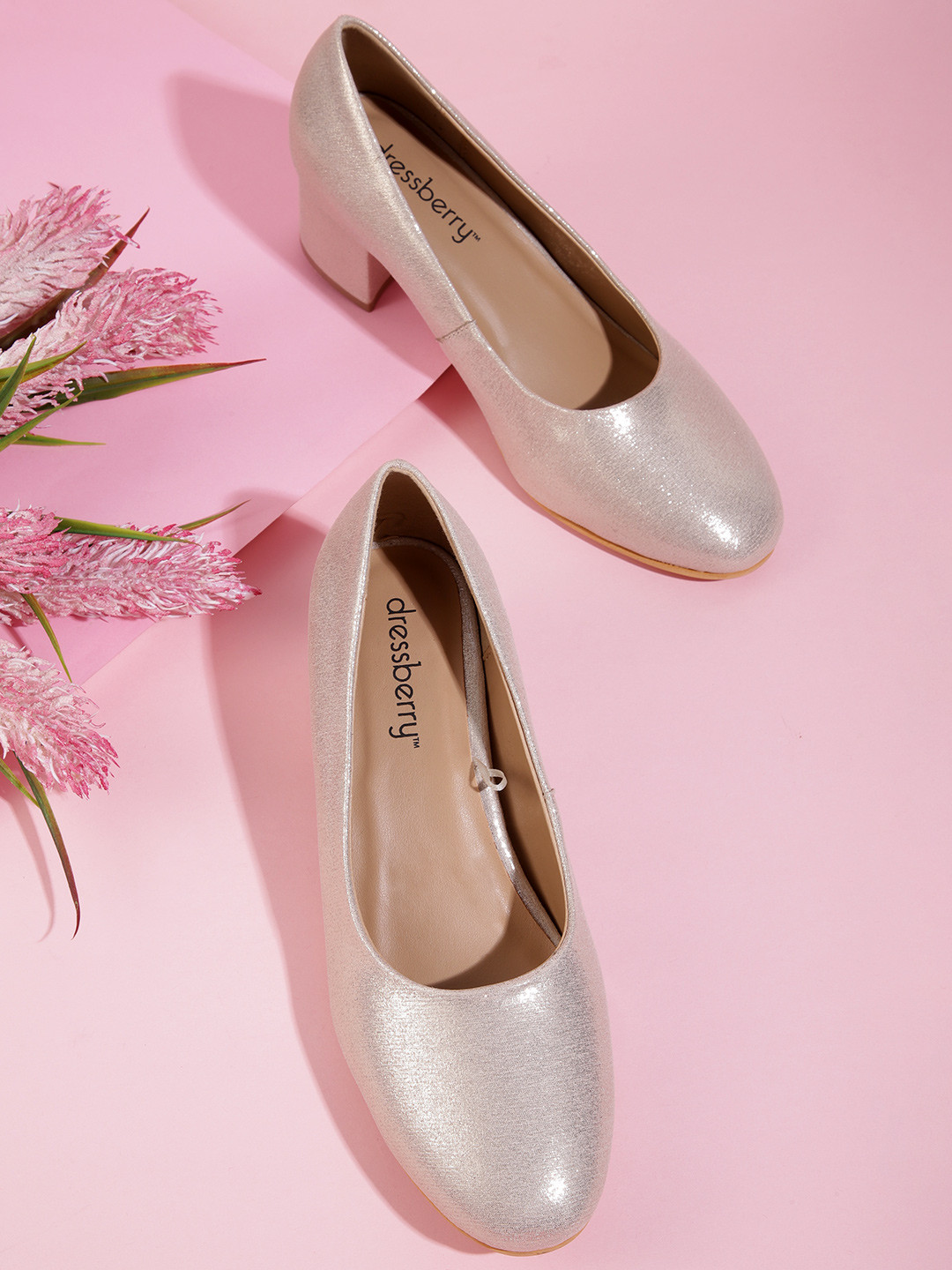 DressBerry Women Sheen Effect Block Pumps