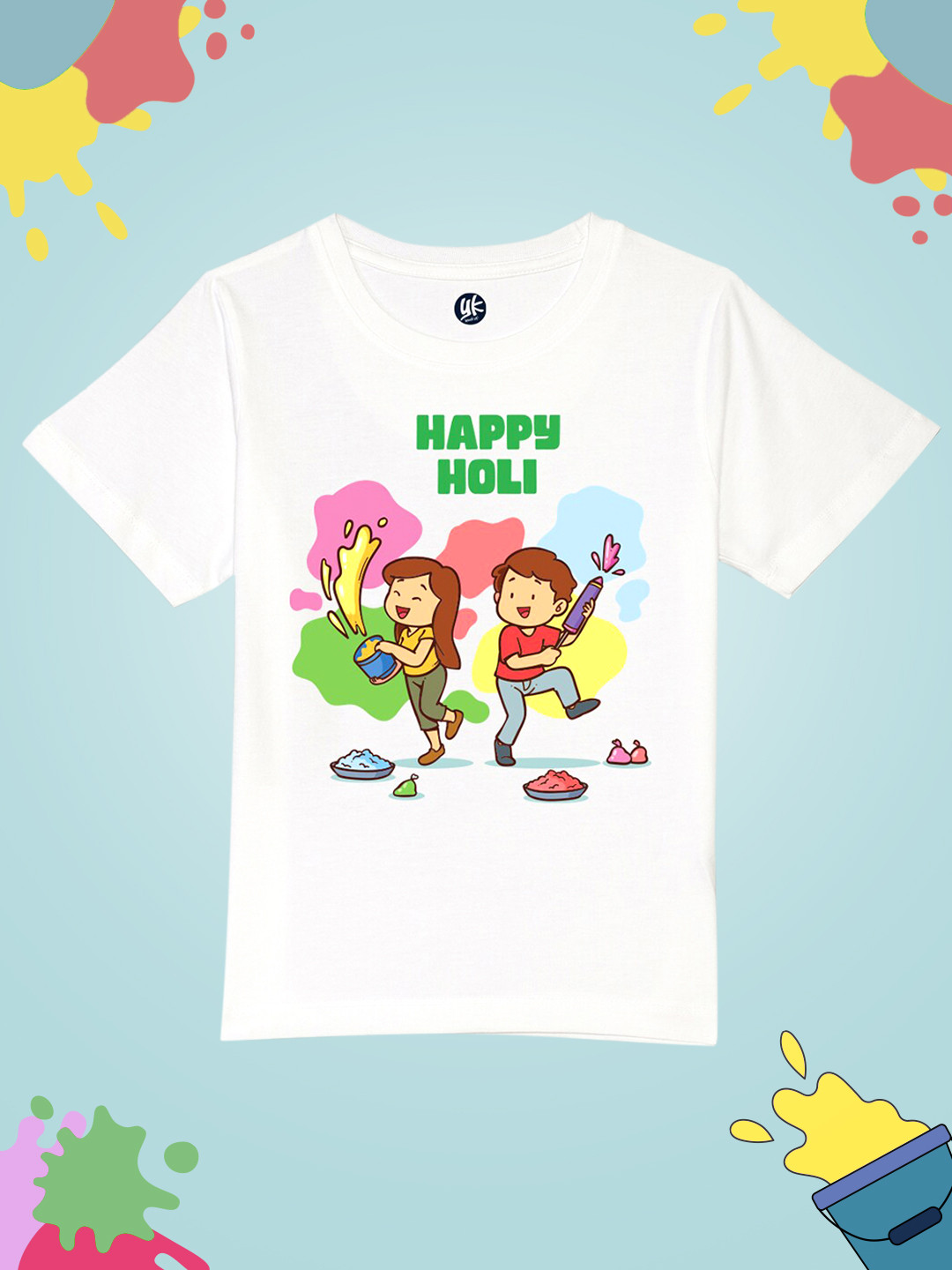 YK Kids White Holy Printed Pure Cotton T-shirt