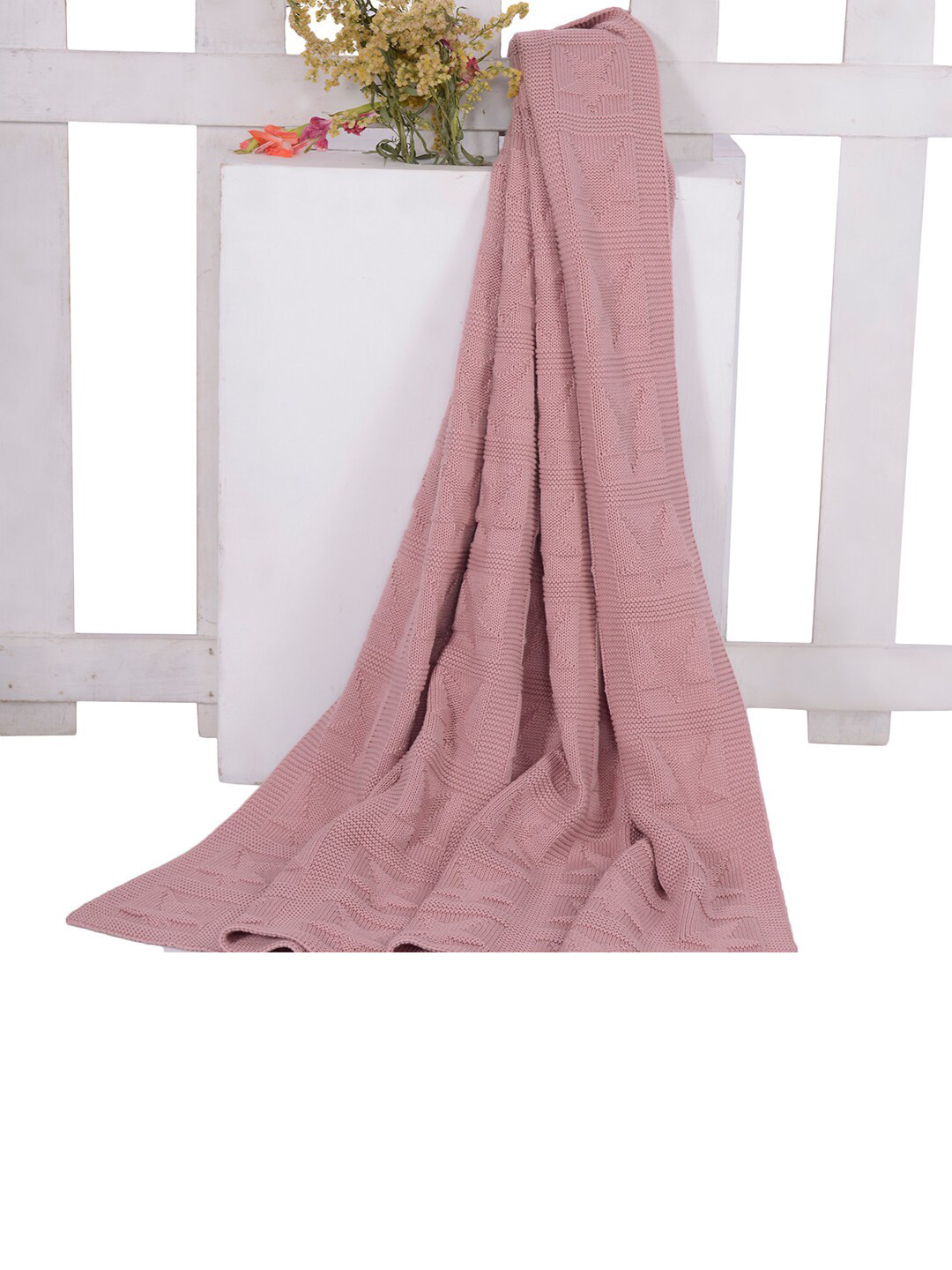 JoE Hazel Kids Pink Geometric Pattern AC Room 550 GSM Cotton Single Bed Blanket