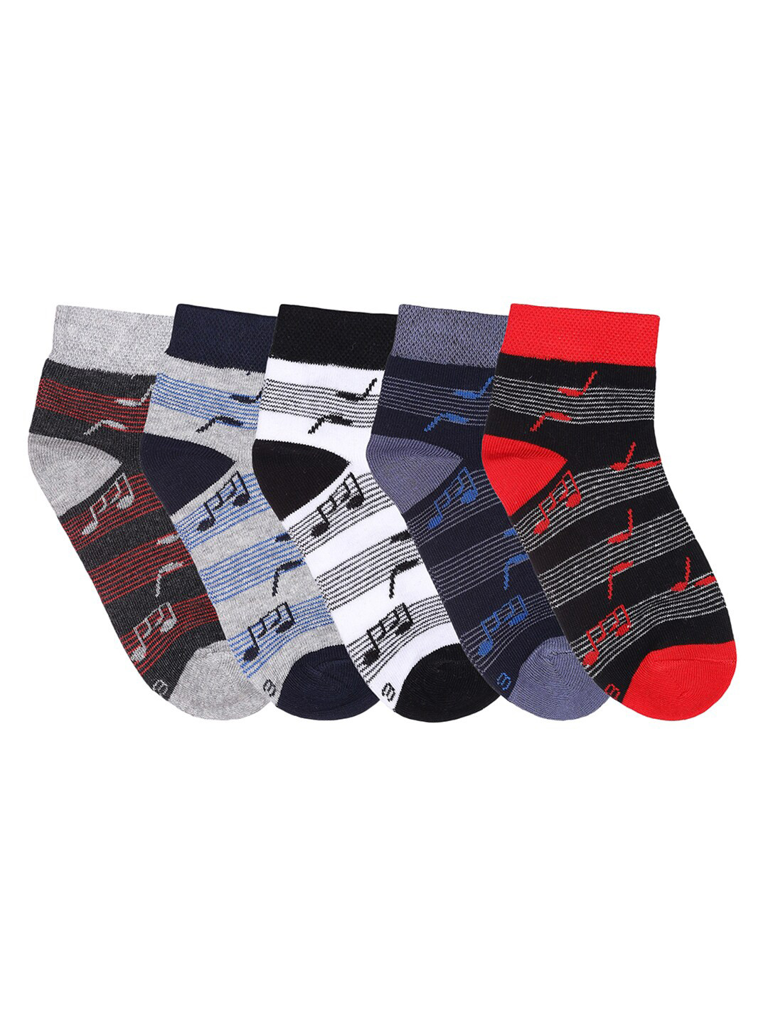 MARC Boys Pack Of 5 Striped Ankle-Length Socks