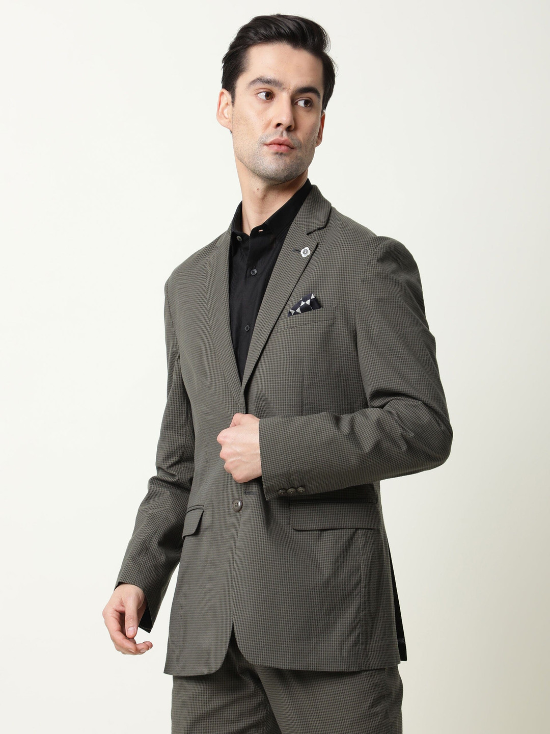 RARE RABBIT Men Alps Slim Fit Checked Single-Breasted Blazer