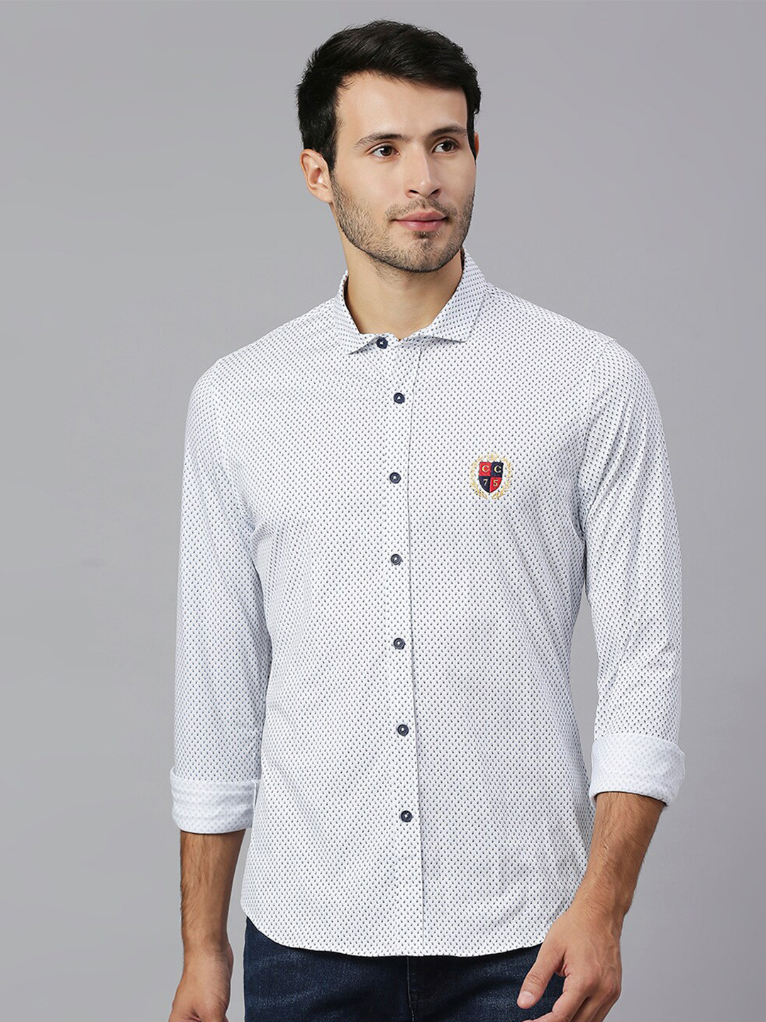 Thomas Scott Classic Slim Fit Micro Ditsy Printed Casual Shirt