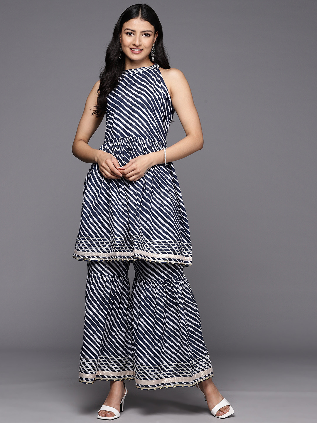 Varanga Leheriya Dyed Gotta Patti Kurti With Sharara