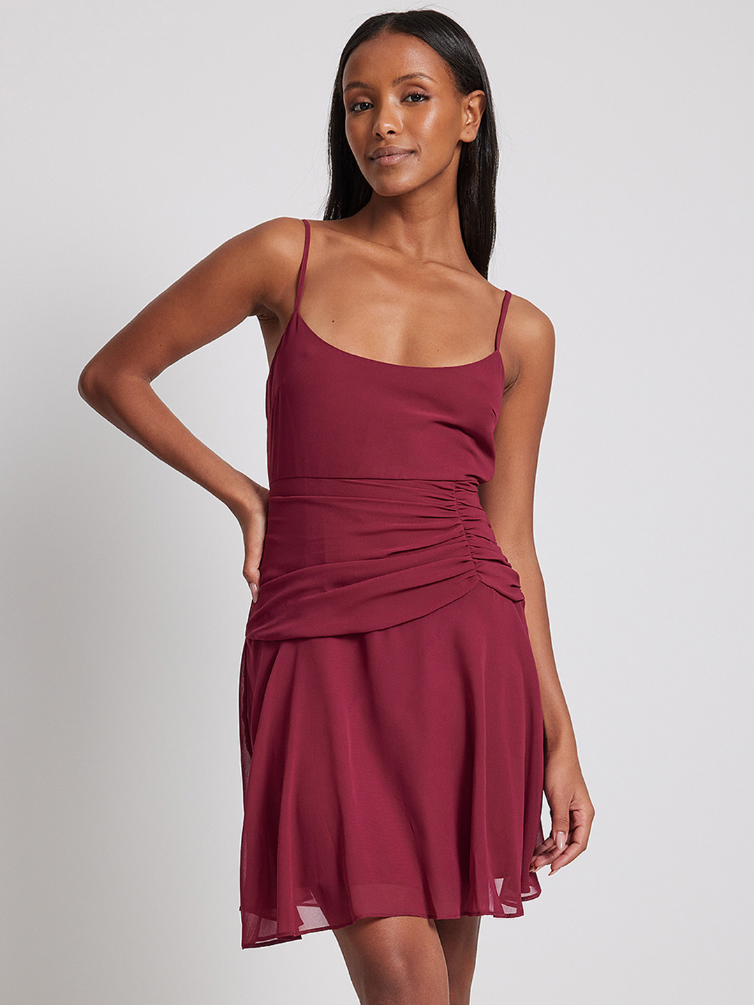 NA-KD Ruched A-Line Mini Dress