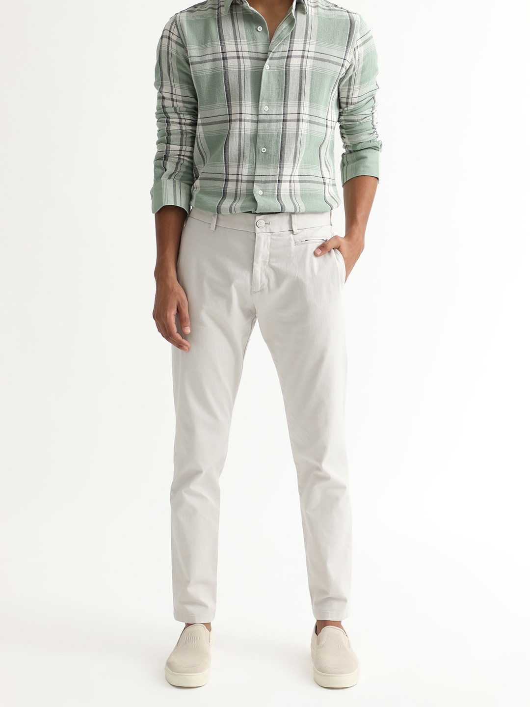 RARE RABBIT Men Clovet Mid Rise Cotton Slim Fit Trouser