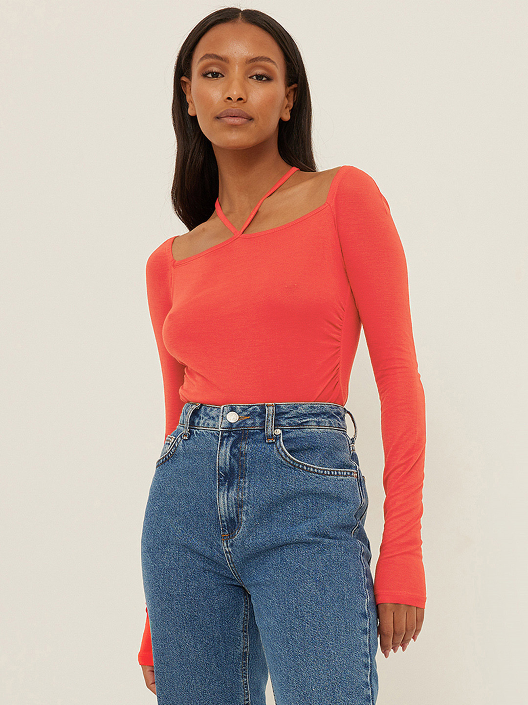 NA-KD Square Neck with Tie Up Detail Fitted Top