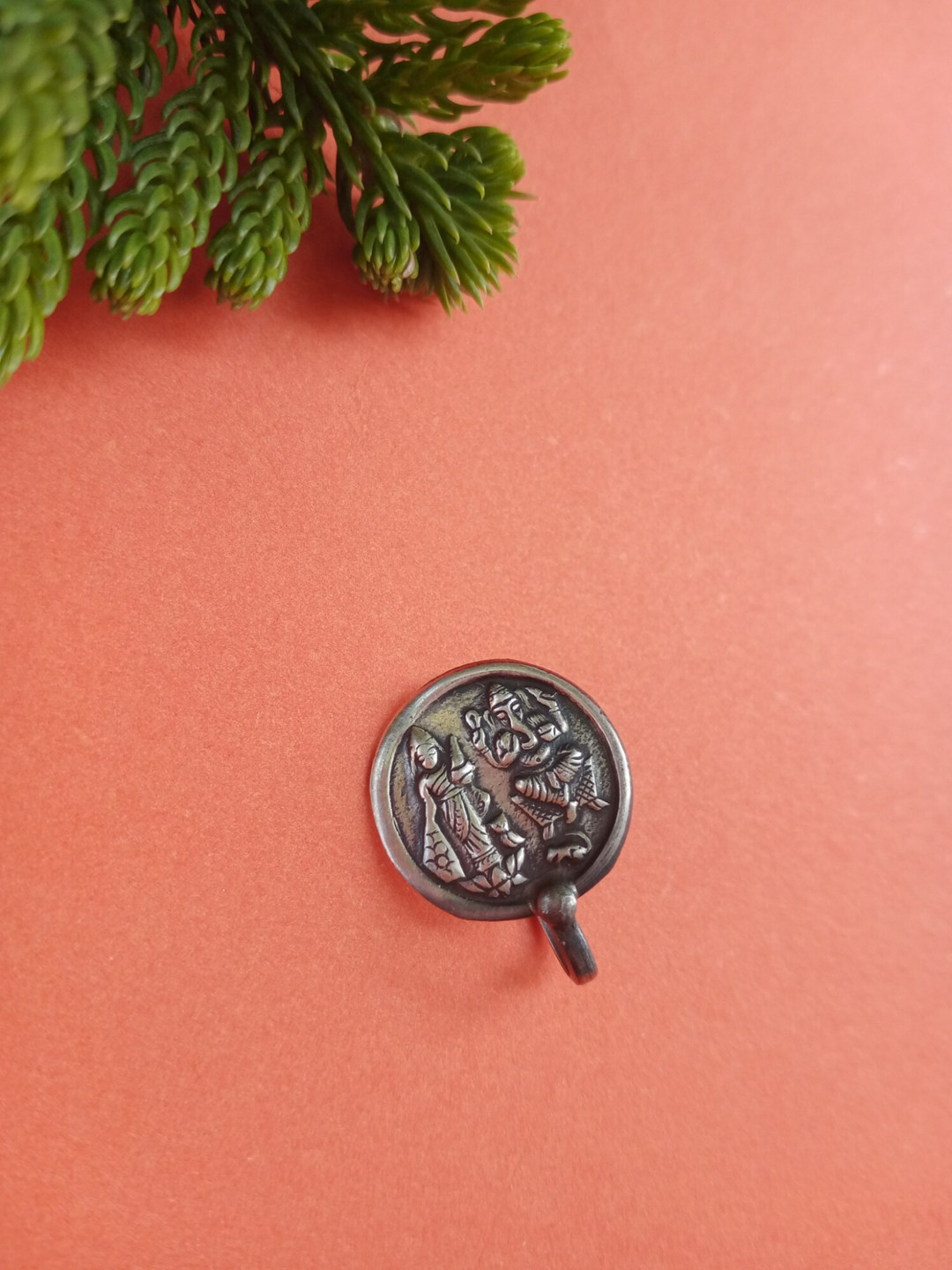 FIROZA Silver Lakshmi Narayan Shaped Clip On Nosepin