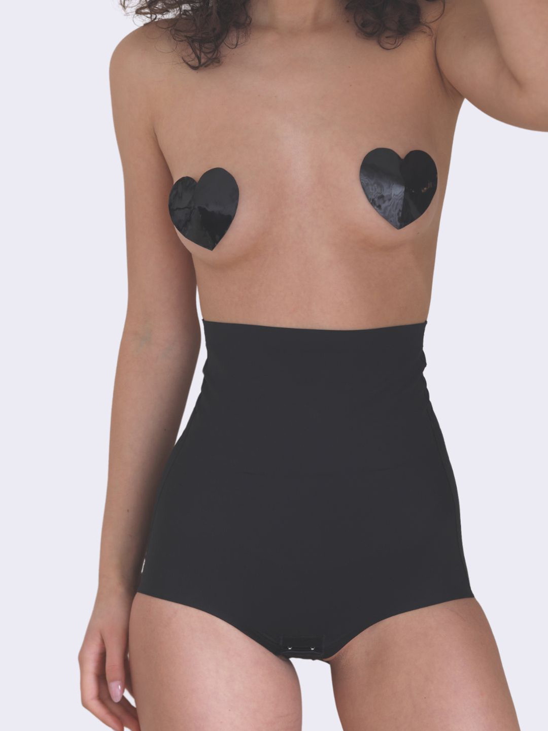 Butt-Chique Set Of 1 Black Leather Heart Nipple Pasties