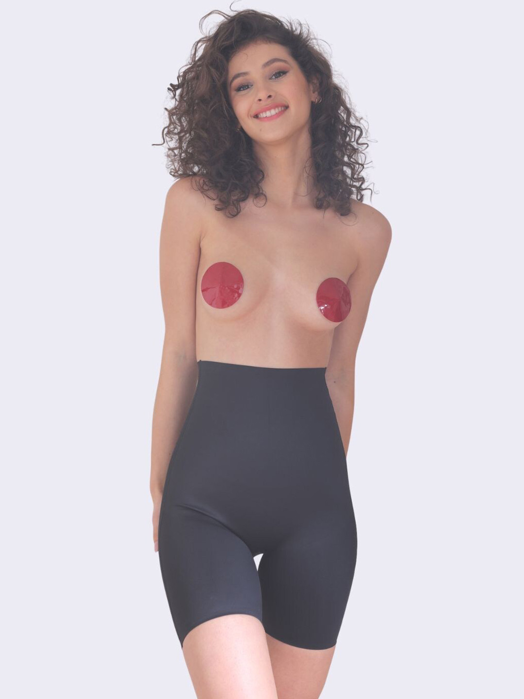 Butt-Chique Set Of 1 Red Leather Circle Nipple Pasties