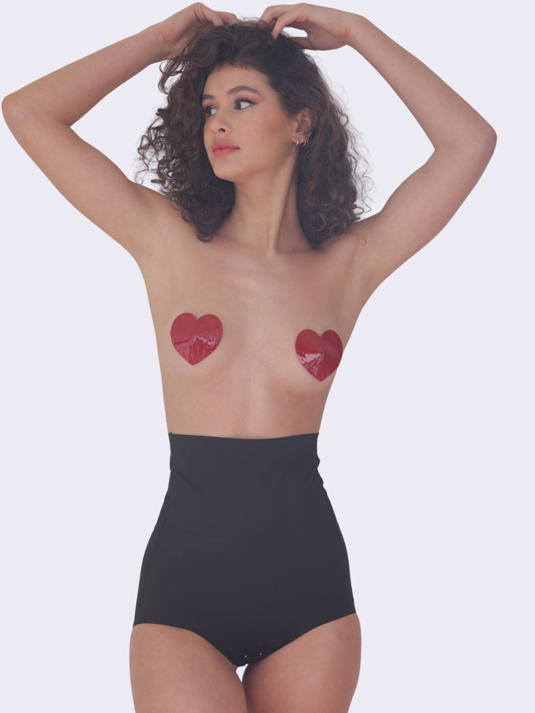 Butt-Chique Set Of 1 Red Leather Heart Nipple Pasties