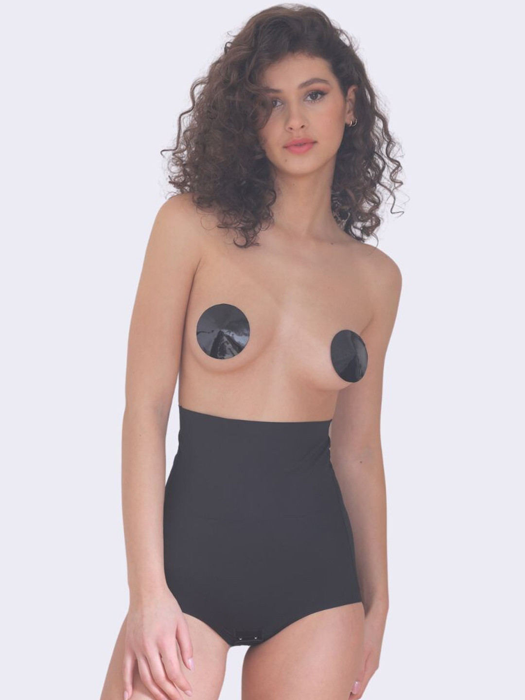 Butt-Chique Set Of 1 Black Leather Circle Nipple Pasties