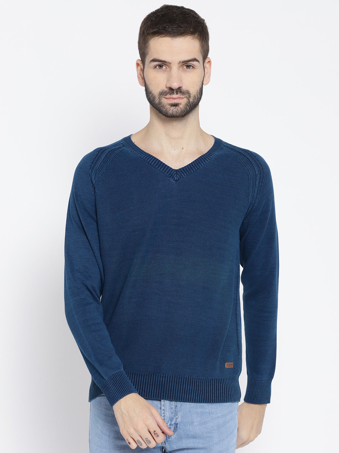 U.S. Polo Assn. Denim Co. Men Navy Blue Solid Pullover