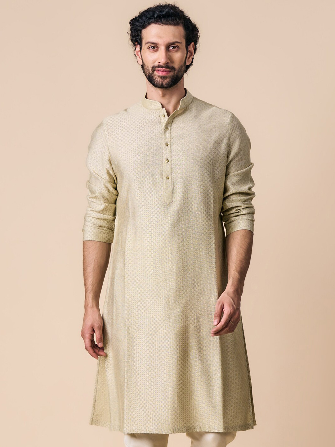 Tasva Woven Design Straight Kurta with Churidar