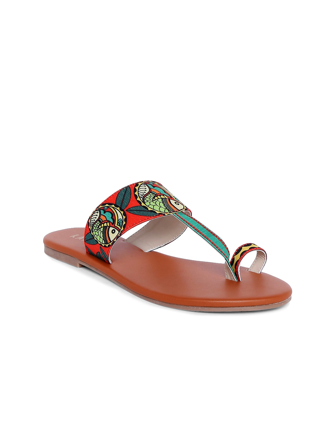 Kanvas Printed One Toe Flats