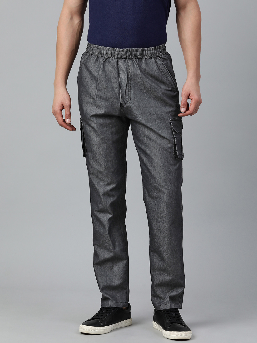 ADBUCKS Solid Cargo Style Joggers