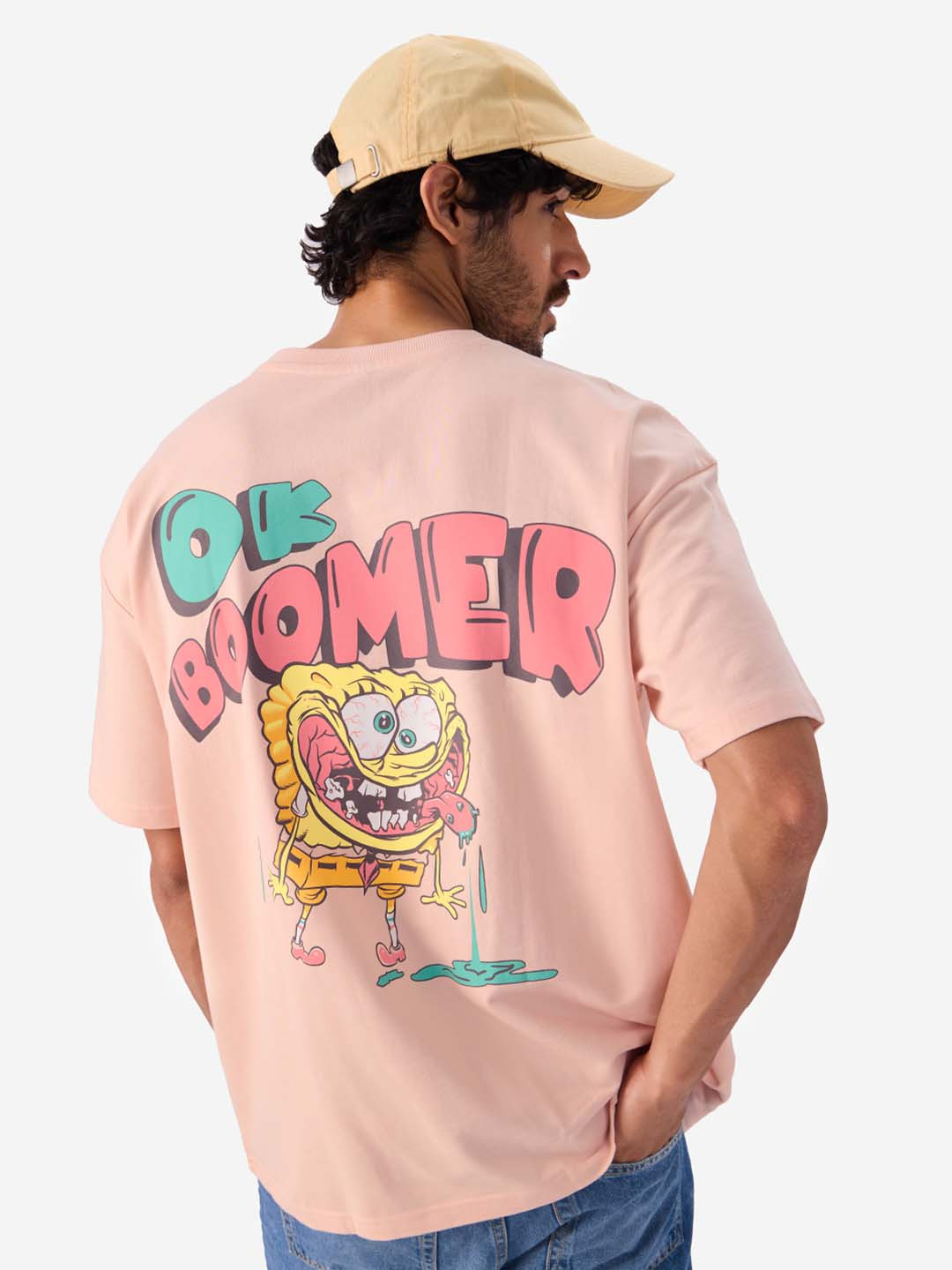 The Souled Store SpongeBob Printed Pure Cotton Oversized T-Shirt