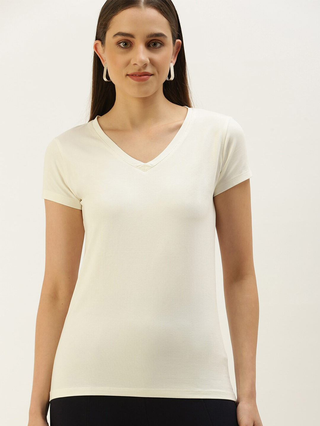 De Moza Short Sleeves V-Neck Cotton T-shirt