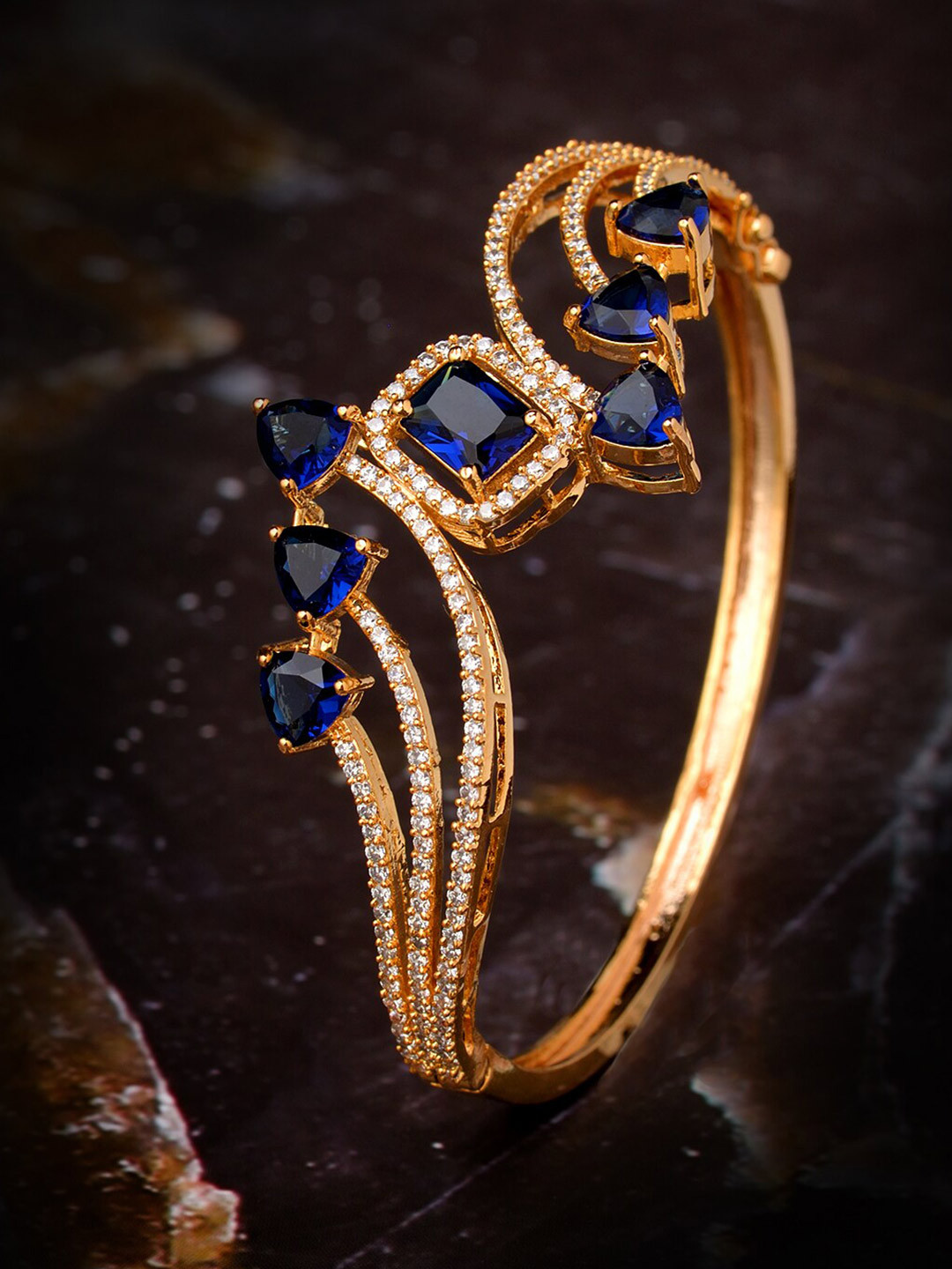 Saraf RS Jewellery Women Brass American Diamond Antique Gold-Plated Handcrafted Bracelet