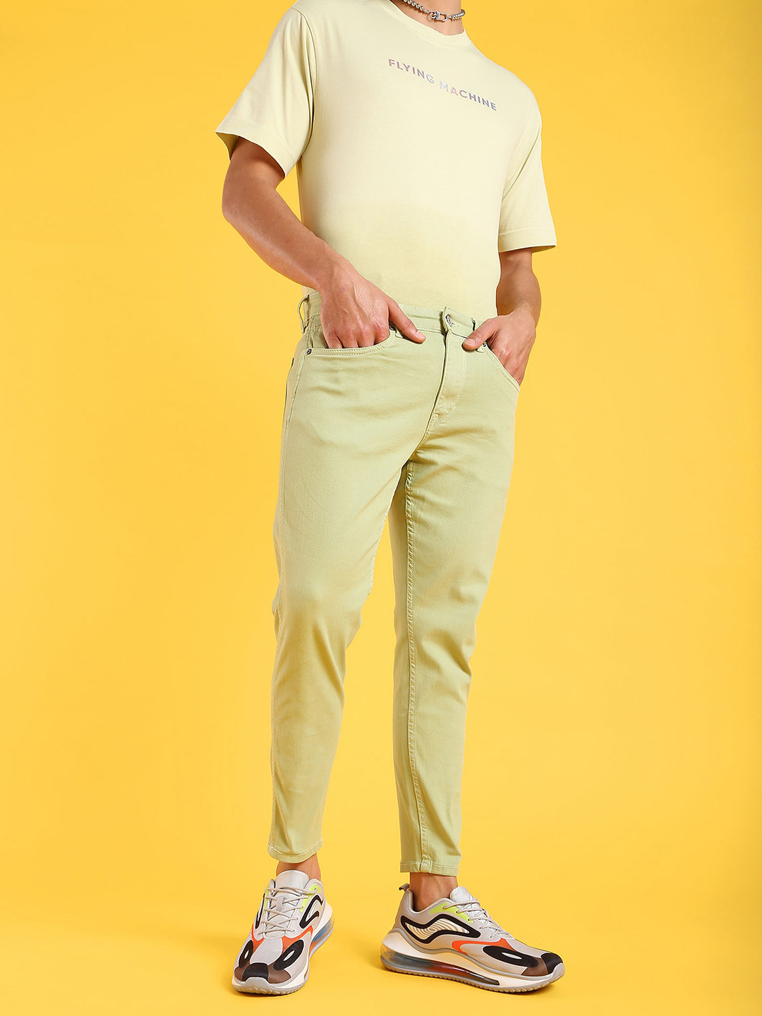 Flying Machine High Rise Twill Coloured Tapered Fit Jeans