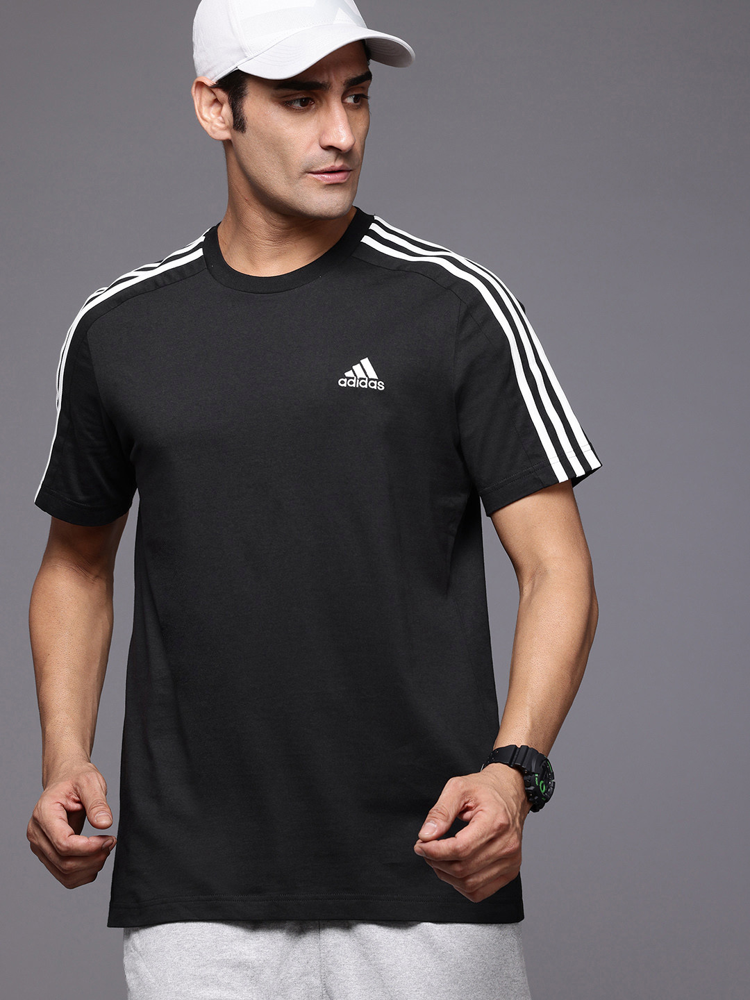 ADIDAS Essentials 3-Stripe Pure Cotton T-shirt