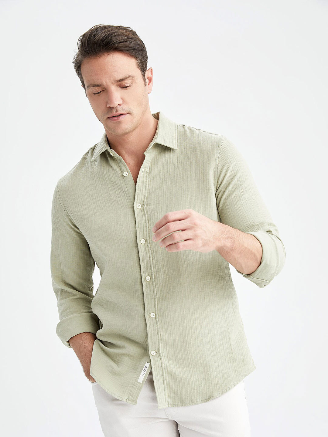DeFacto Spread Collar Casual Cotton Shirt