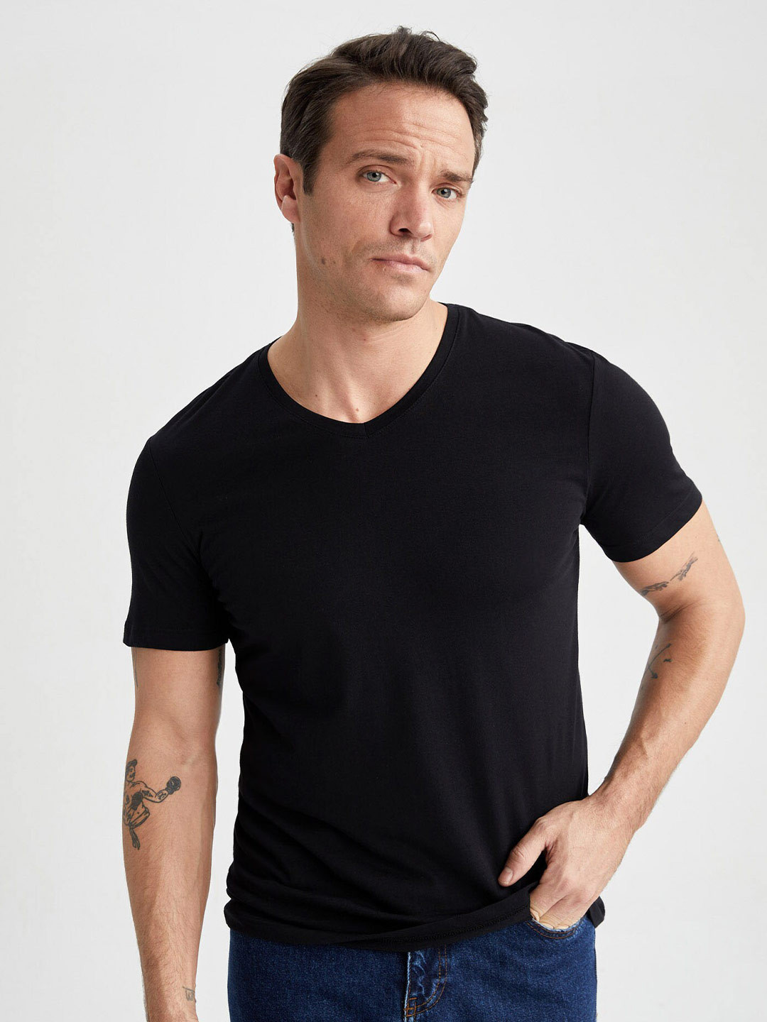 DeFacto V-Neck Pure Cotton T-shirt