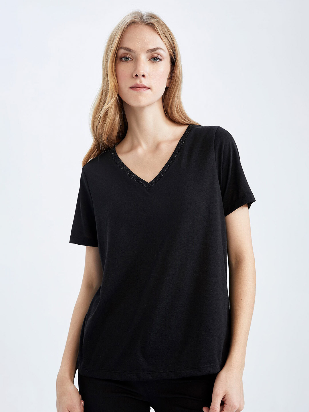 DeFacto V-Neck Cotton T-shirt