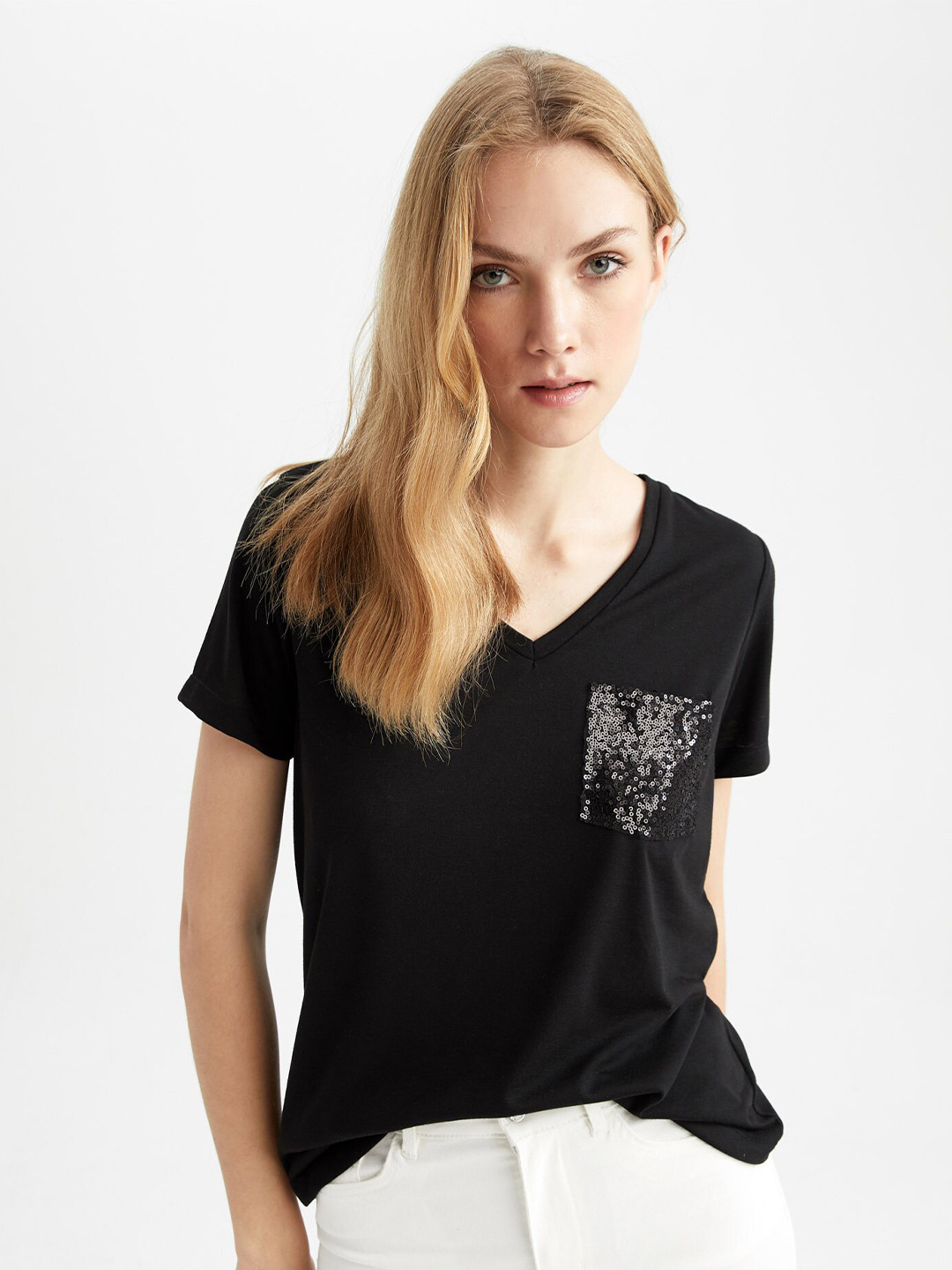 DeFacto V-Neck Cotton T-shirt