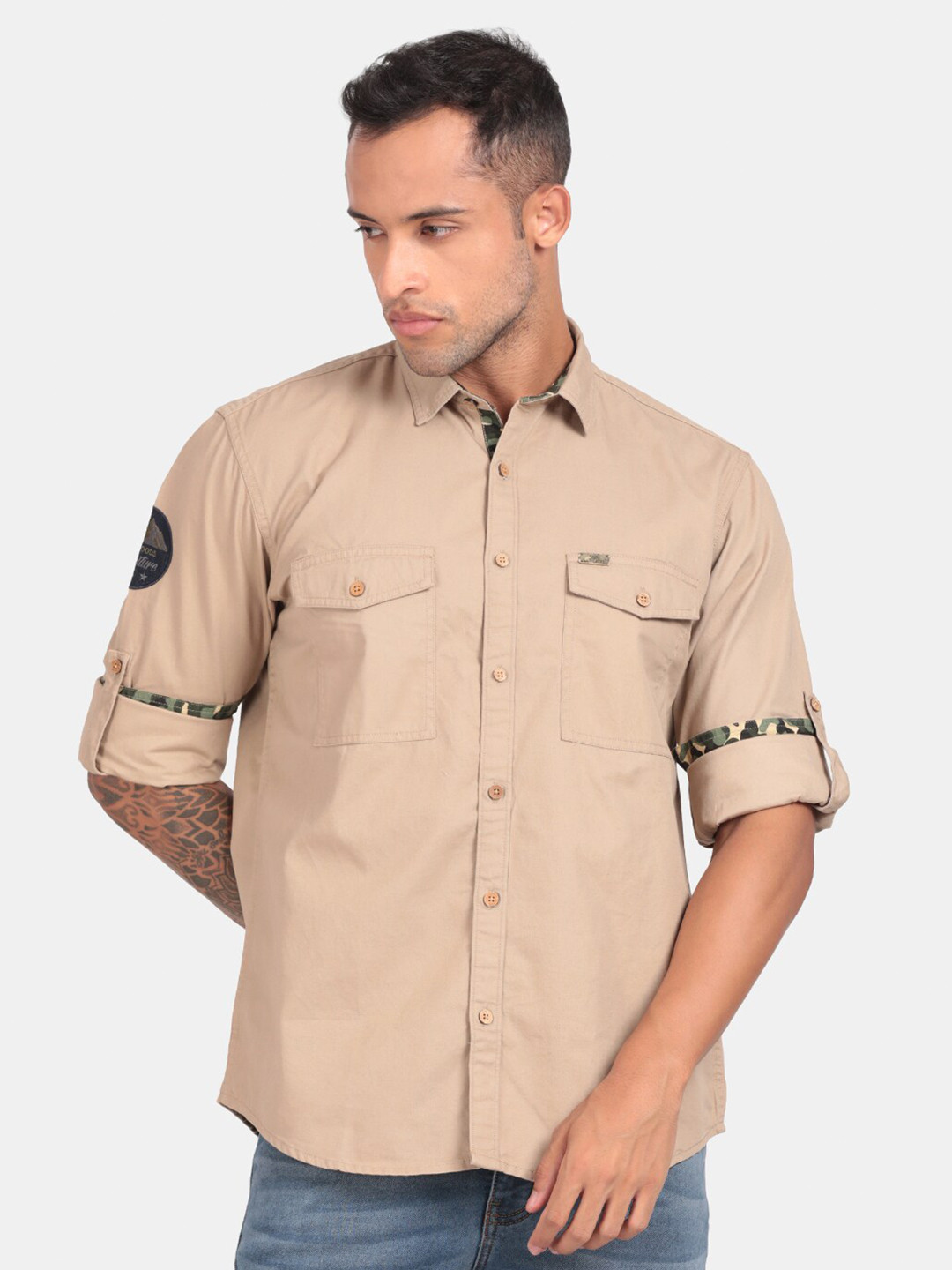RUG WOODS Flap Pocket Casual Cotton Shirt