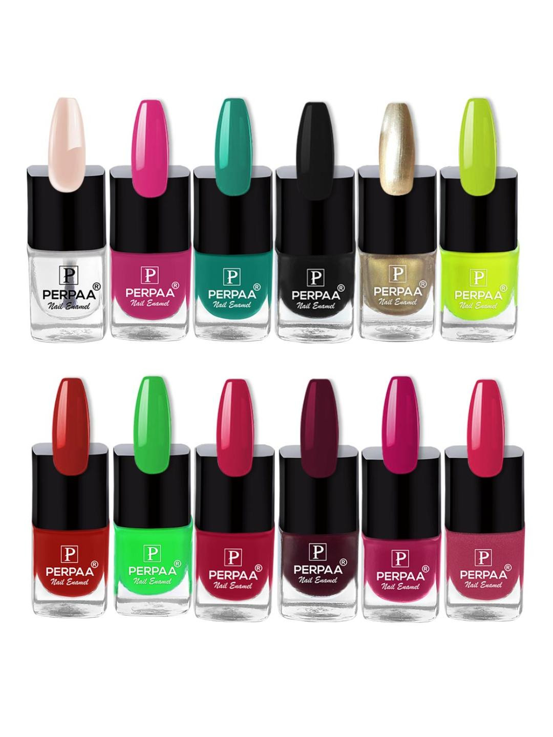 PERPAA Trendy Set Of 12 Quick-Drying & Long Lasting Gel Based Nail Polish 5 ml Each - Combo No 36