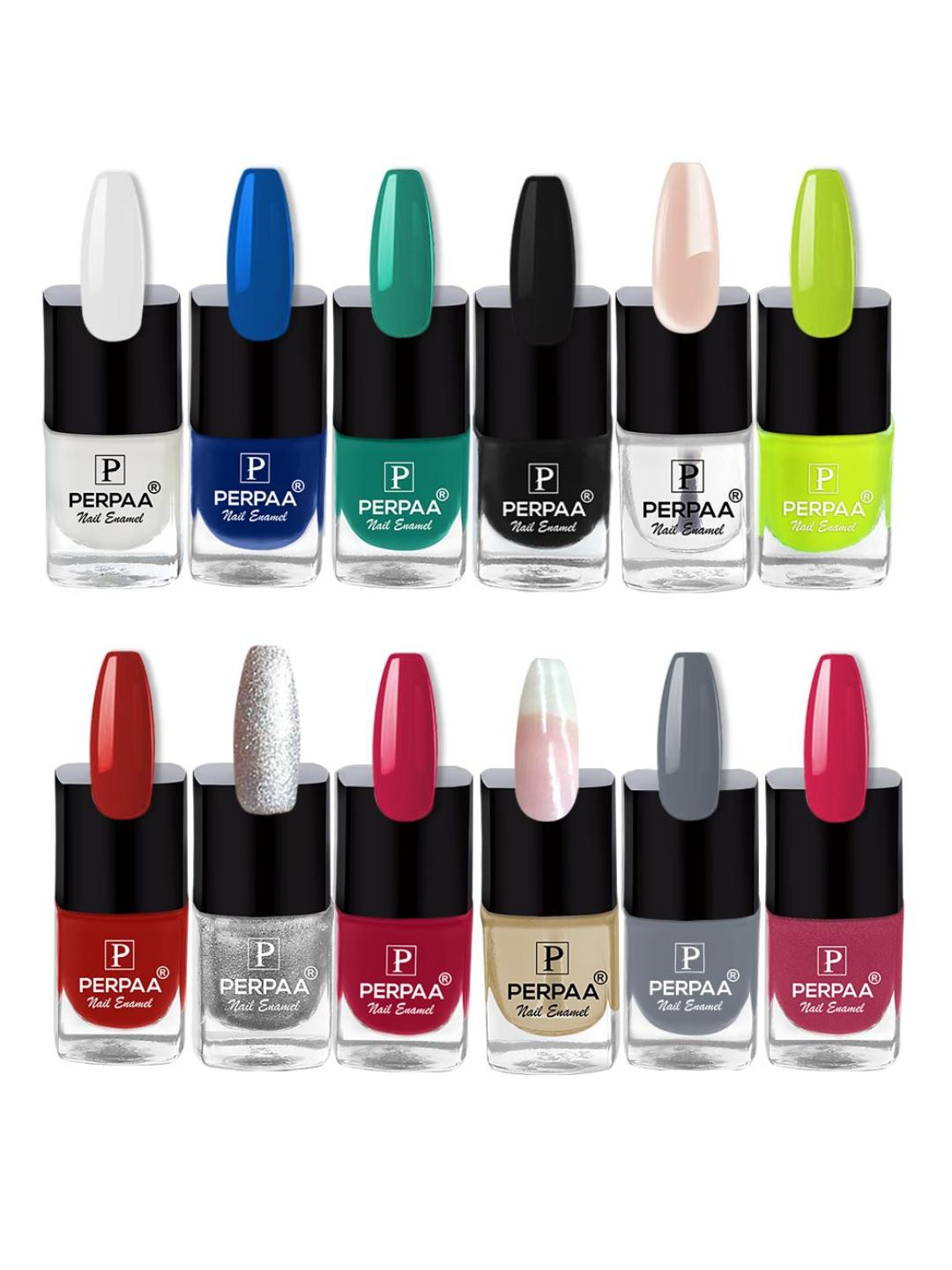 PERPAA Trendy Set Of 12 Quick-Drying & Long Lasting Gel Based Nail Polish 5 ml Each - Combo No 35